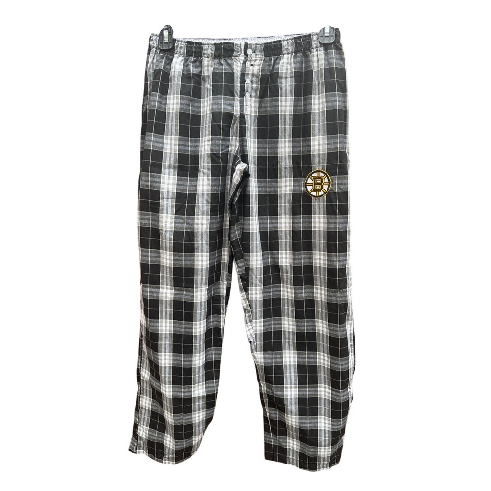 BRUINS Pajamas. NHL Black & White plaid lightweight pants.‎ Cotton/Poly b…